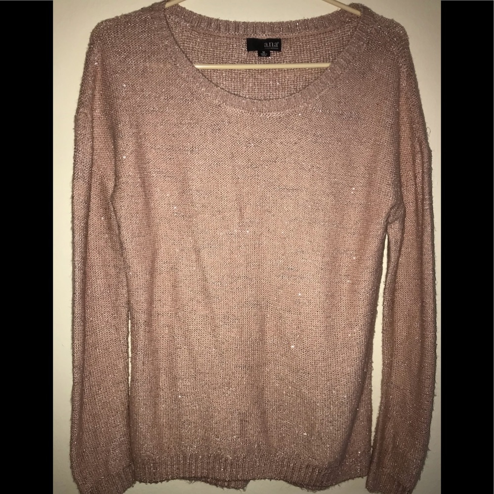 Blush Pink Sparkle Round Neck Sweater